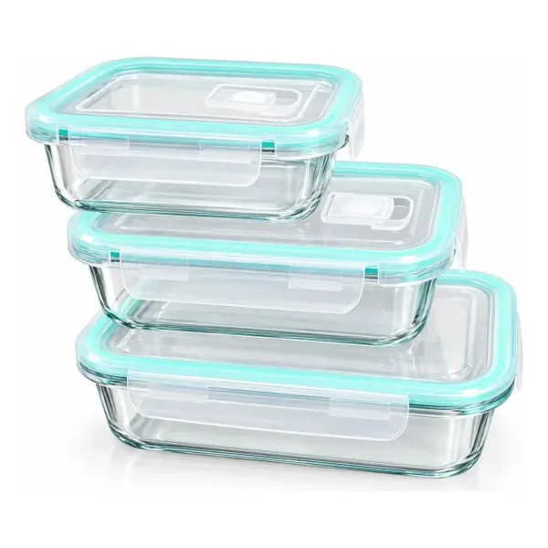 Tupper Contenedor Hermético Vidrio Set X3 Microondas Freezer Transparente