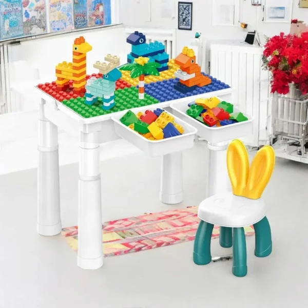 Mesa Didactica De Construccion Con Bloques Y Silla 102 Pzs
