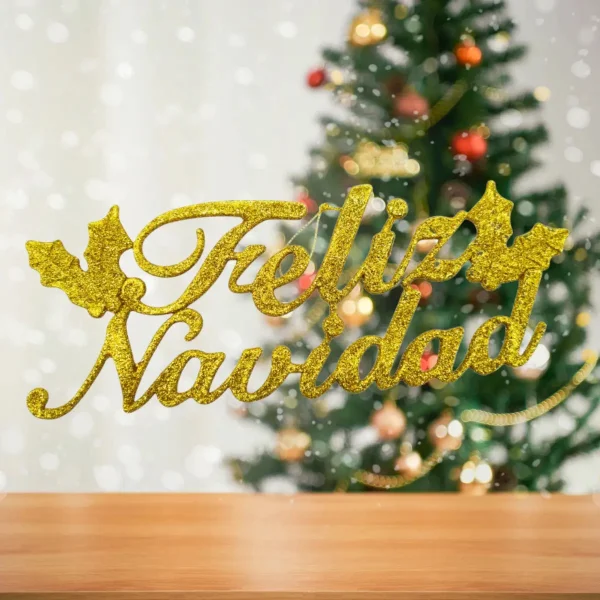 Adorno Colgante Cartel Feliz Navidad Decoracion Dorado Cartel Feliz Navidad
