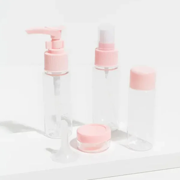Kit Neceser Frascos De Viaje Avión Envases Recargables X5 Blanco Liso