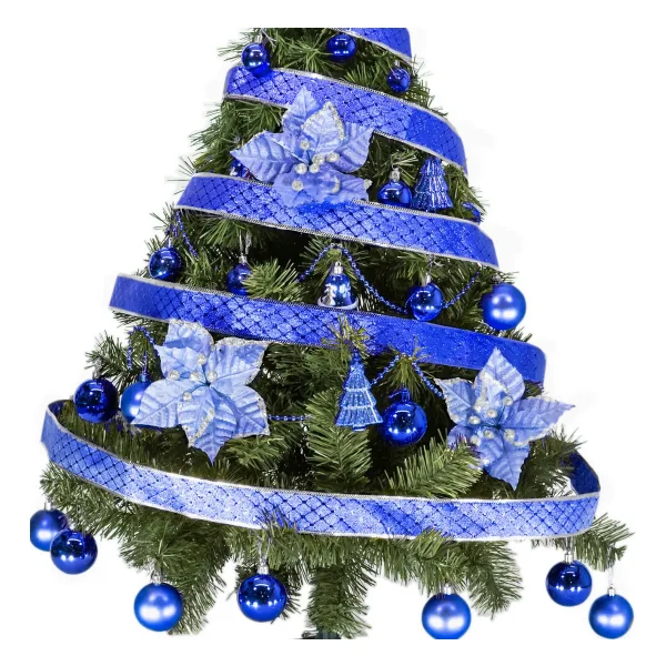 Arbol De Navidad Tronador Lujo 1,20mts Pino Decorado Azul