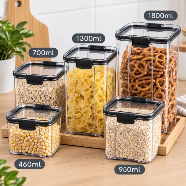 Frasco 950ml Contenedor Hermético Recipiente Para Alimentos Transparente