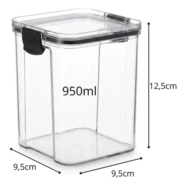 Frasco 950ml Contenedor Hermético Recipiente Para Alimentos Transparente