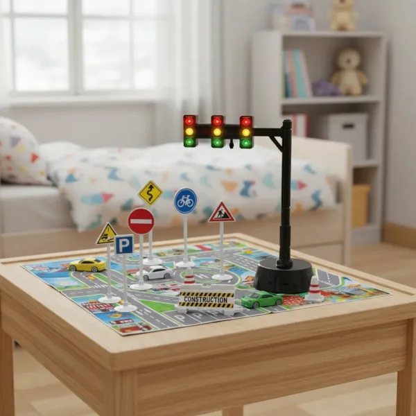Set Señales Viales Educativo Autos Semáforo Luz Sonido Mapa Multicolor