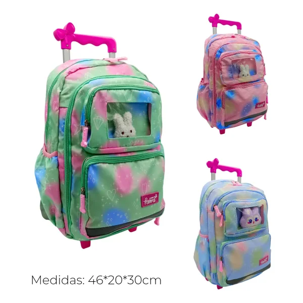 Mochila Carrito Escolar Carro Con Ruedas Infantil + Peluche