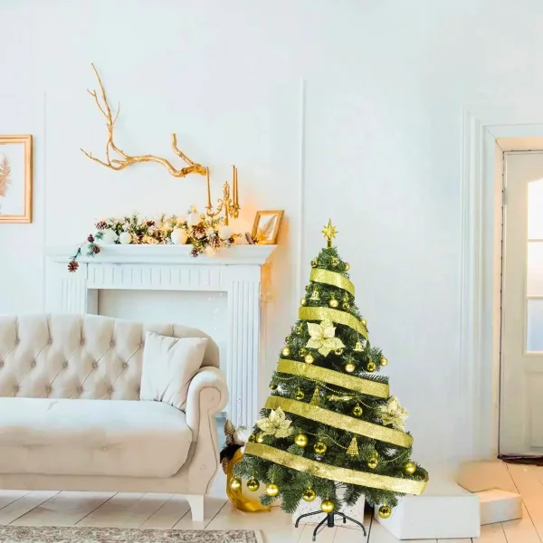Arbol de Navidad Tronador De Lujo Verde 1,50mts + Kit 40 Oro