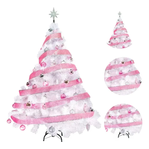 Arbol de Navidad Blanco  Montañes Deluxe 1,30mts Decorado Rosa