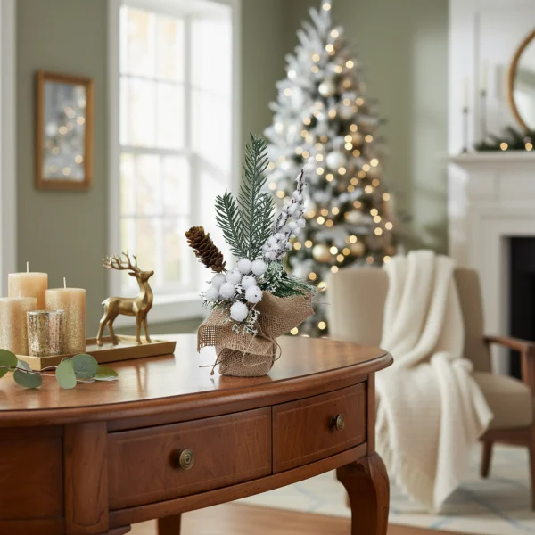 Arbol De Navidad Mini Pino Navideño De Mesa Decorado 26cm Verde Mini Pino Navideño