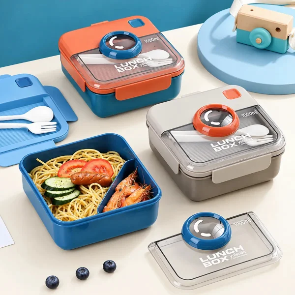 Lunchera Vianda Tupper Infantil Hermética Cubiertos 1000ml Verde