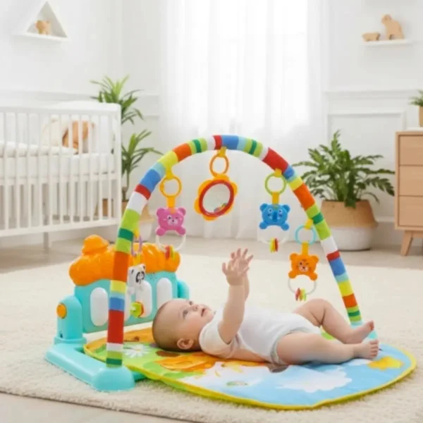 Gimnasio Musical Bebe Piano Didactico Verde Animales 3 En 1