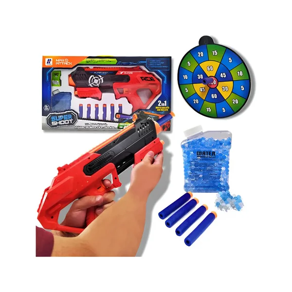 Pistola Lanzadora Expreso Polar Hidrogel Y Dardos 2 En 1 Modelo 6703 Rojo