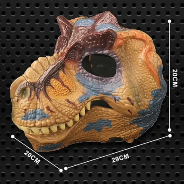 Mascara Dinosaurio T Rex Articulado Disfraz Niños Cotillon Marrón