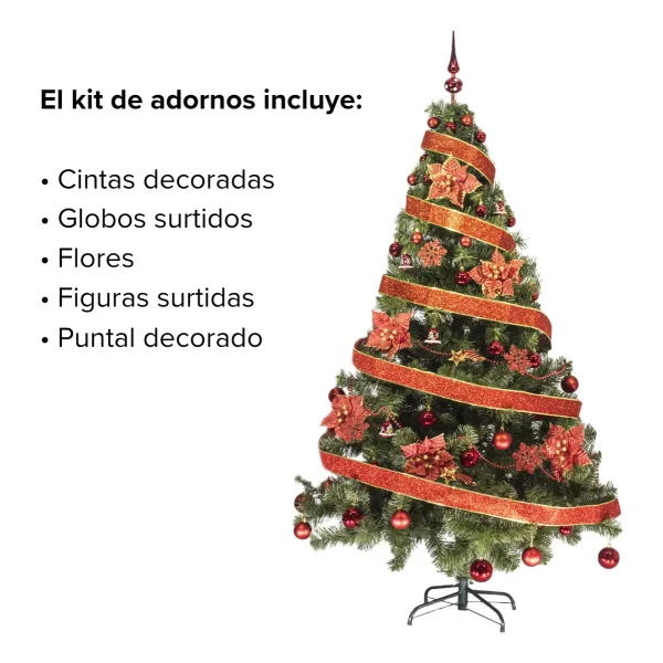 Arbol De Navidad Tronador Lujo 1,80mts Con Adornos Kit X60