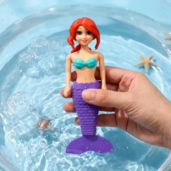 Juguete Para Baño Muñeca Sirena A Cuerda Pileta Tina Mermaid Rosa