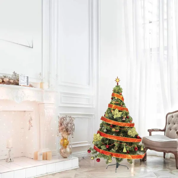 Arbol de Navidad Tronador Lujo Verde 1,50mts Kit 40 Rojo Oro