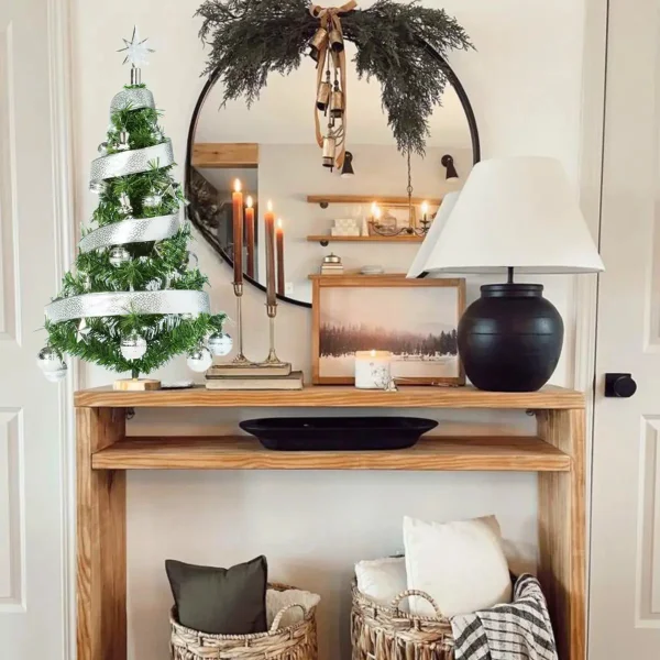 Arbolito De Navidad 80cm Con Adornos 30 Piezas Plata Verde