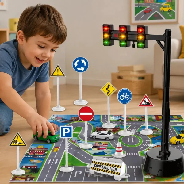 Set Señales Viales Educativo Autos Semáforo Luz Sonido Mapa Multicolor