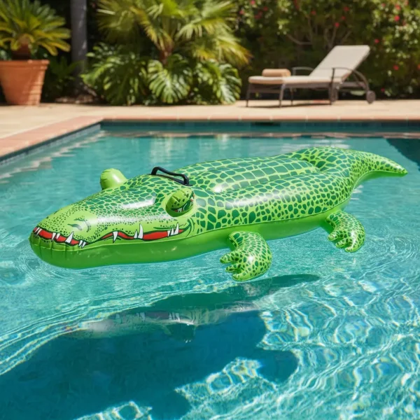 Colchoneta Cocodrilo Inflable Flotador Para Pileta Agua Verde