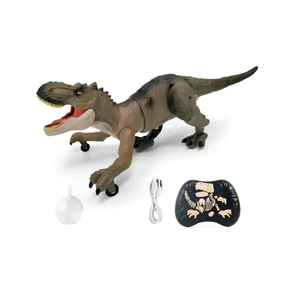 Dinosaurio Control Remoto Luces Sonidos Marron Claro
