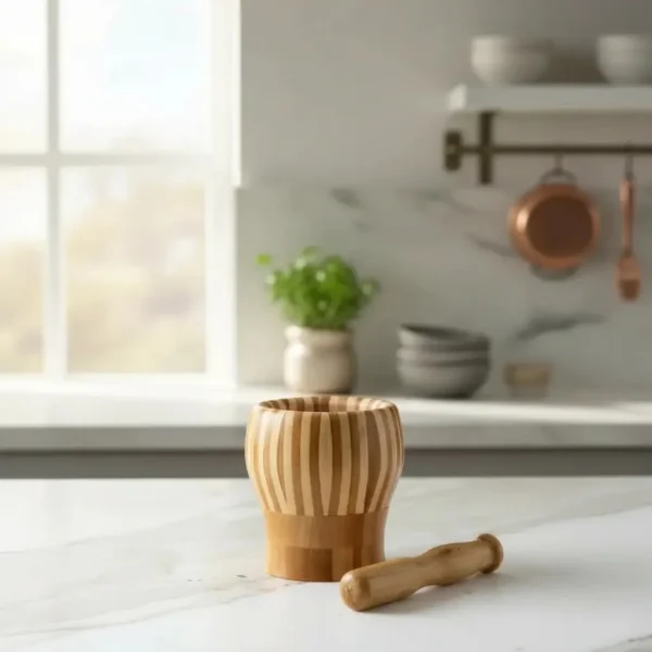 Mortero De Madera Para Moler Con Pilón Moledor Machacador Marrón