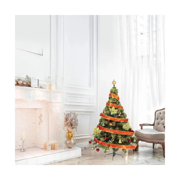 Arbolito Navidad Tronador Lujo 1,50m Kit 40 Rojo Oro Deco Verde