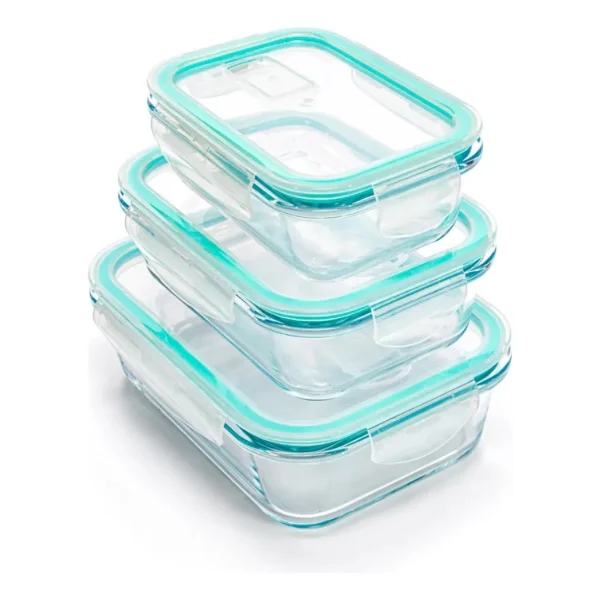 Tupper Contenedor Hermético Vidrio Set X3 Microondas Freezer Transparente