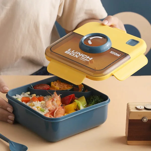 Lunchera Vianda Tupper Infantil Hermética Cubiertos 1000ml Terracota