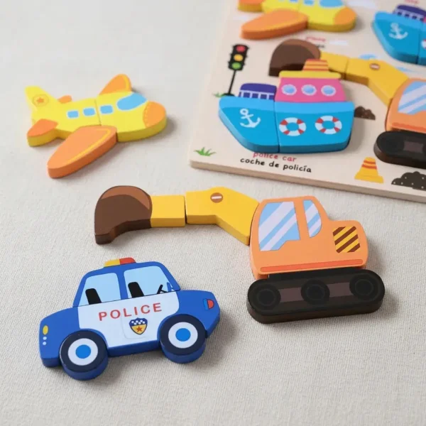 Juego De Encastre Rompecabezas 3d Madera Didáctico Niños Bosque