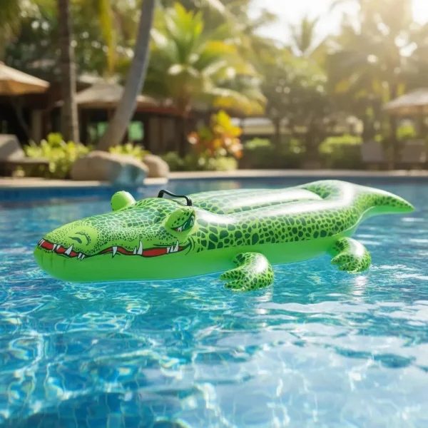 Colchoneta Cocodrilo Inflable Flotador Para Pileta Agua Verde