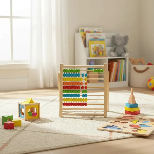 Abaco Madera Juguete Montessori Matematica 100 Fichas Madera