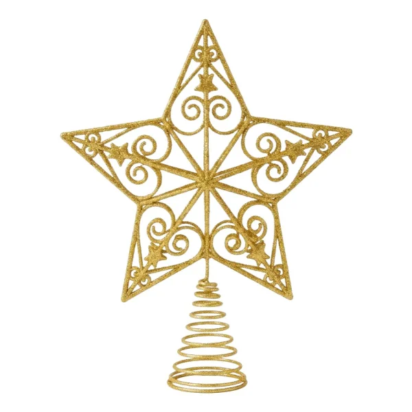 Puntal Estrella Adorno Para Árbol De Navidad 25cm Dorado Oscuro Puntal Estrella