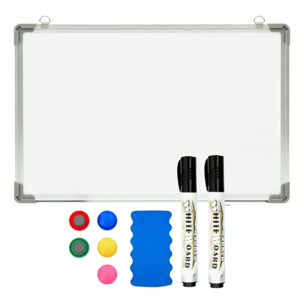 Pizarra Blanca Magnética 60x80cm Pizarrón Con Accesorios Blanco