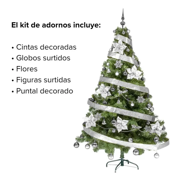 Arbol De Navidad Tronador Lujo 1,80mts Con Adornos Kit X60