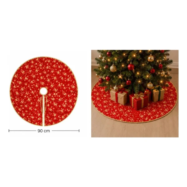 Cubre Pie Arbol Navidad Funda Adornos Decoracion Rojo