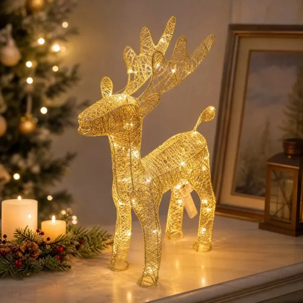 Reno Navideño  Decoración Adorno Hogar Navidad Fiestas 50cm Dorado