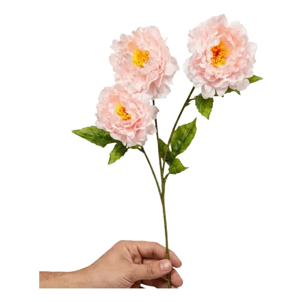 Vara Peonias Artificiales 70cm Flores Grandes Deco Pack X3 Rosa