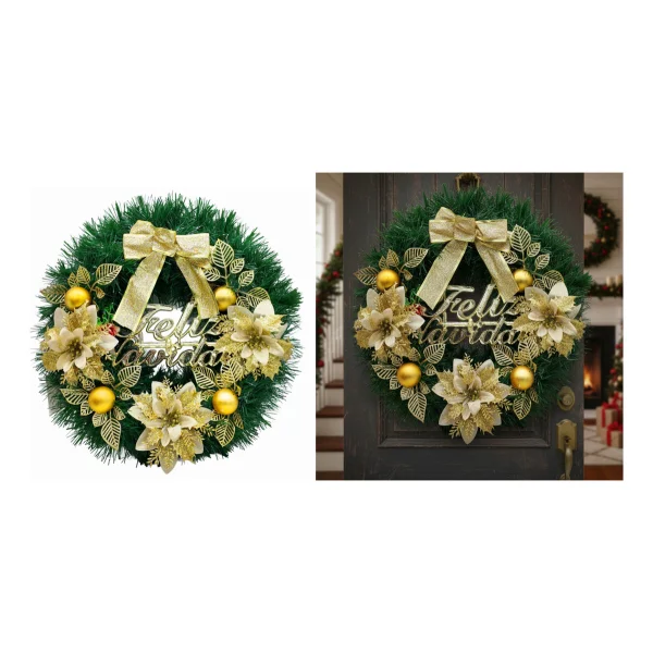 Corona Navidad 40 Cm Adorno Para Puerta Decoracion Navideña