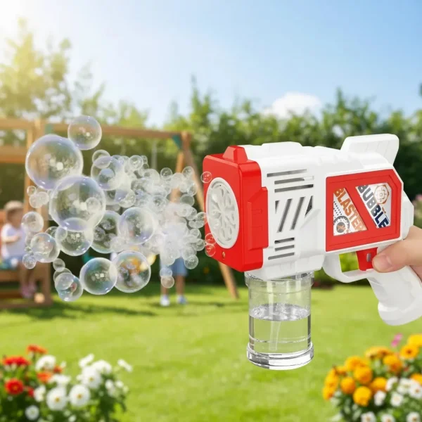 Burbujero Automático Pistola Lanzador Burbujas Luz Led Niños Rojo