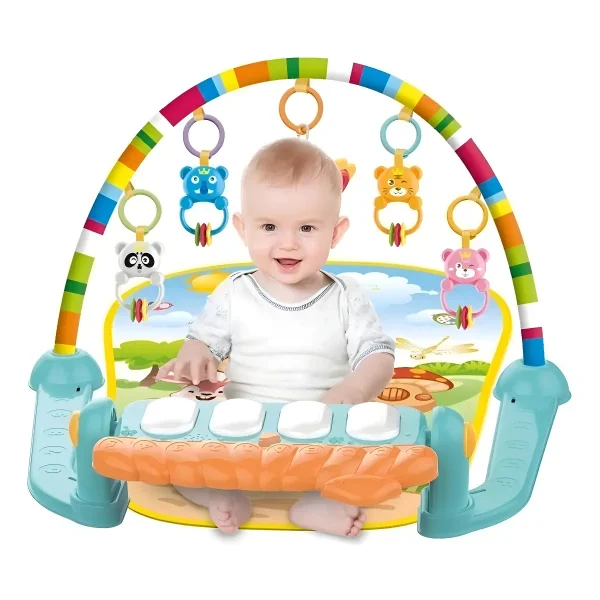 Gimnasio Musical Bebe Piano Didactico Verde Animales 3 En 1