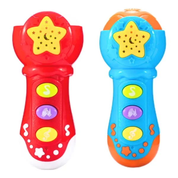Sonajero Microfono Didactico Con Sonidos Para Bebe Rojo