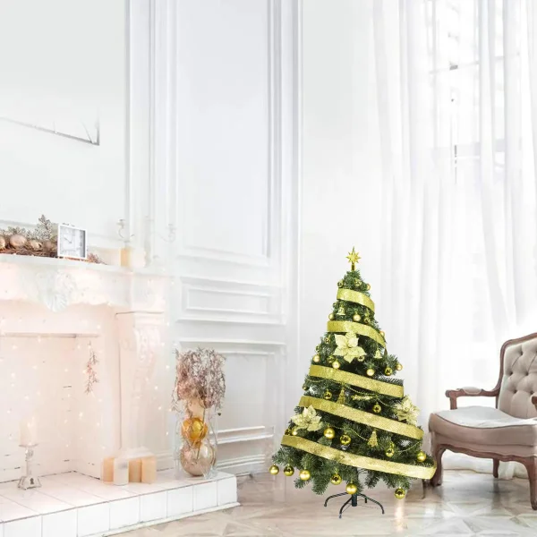Arbol de Navidad Tronador De Lujo Verde 1,50mts + Kit 40 Oro