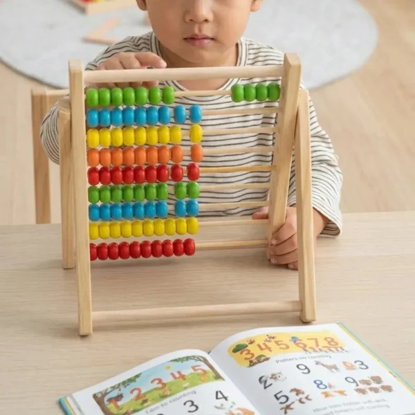 Abaco Madera Juguete Montessori Matematica 100 Fichas Madera
