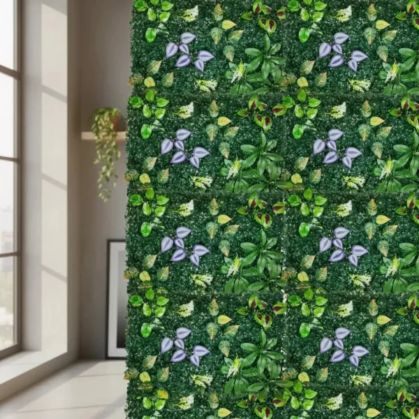 Jardín Vertical X5 Muro Artificial Flores Deco Hogar 40x60 Verde