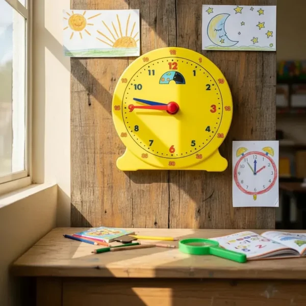 Reloj Didáctico Infantil Aprende Hora Día Noche Manecillas Amarillo