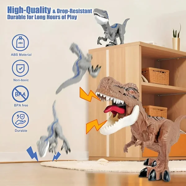 Muñeco Dinosaurio T-rex Juguete Articulado Con Luz Y Sonido T-rex Marrón Claro