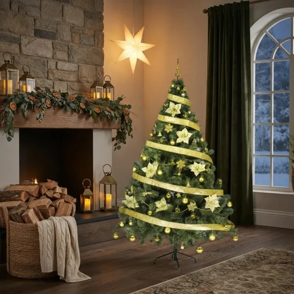 Arbol Navidad Tronador 2,10m + Kit 60 Oro Black Friday Verde