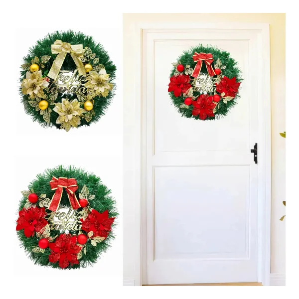 Corona Navidad 40 Cm Adorno Para Puerta Decoracion Navideña