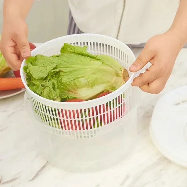 Centrifugador Escurridor Secador Manual Verduras Ensaladas Blanco