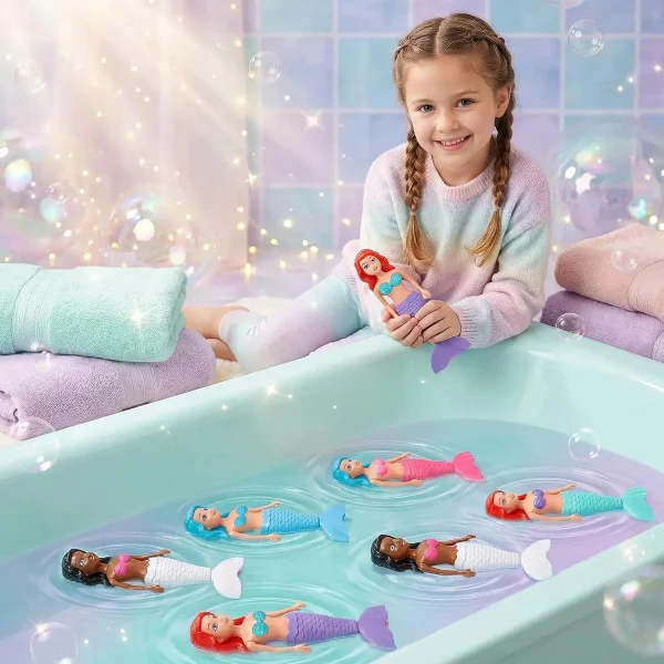Juguete Para Baño Muñeca Sirena A Cuerda Pileta Tina Mermaid Rosa
