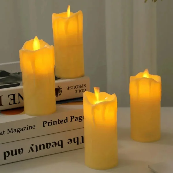 Velas Set X3 Velon Luz Led Calida Llama Efecto Fuego A Pilas Calido